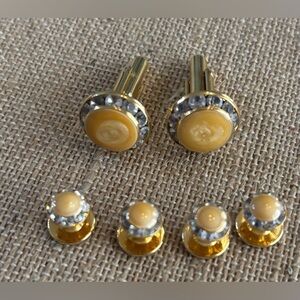 Cuff Links and dress stud set Yellow